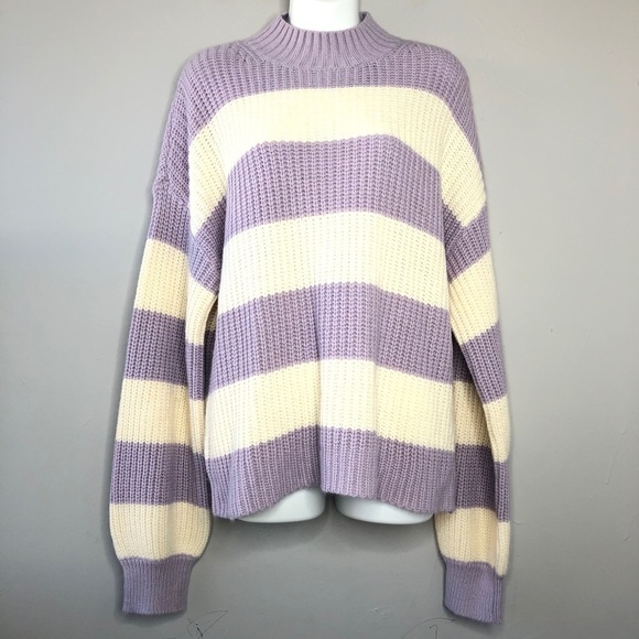 SANCTUARY NWT  Sweet Tooth Purple White Striped Sweater - Picture 2 of 8